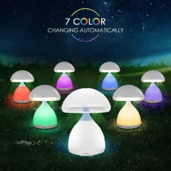 LAMPADA LED RGB A FUNGO COLORI CROMOTERAPIA TAVOLO COMODINO 7 COLORI SENZA FILI
