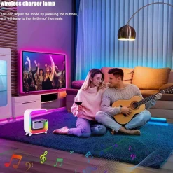 LAMPADA LED RGB CON RICARICA WIR INDUZIONE SPEACKER CASSA A FORMA DI G QUADRATA