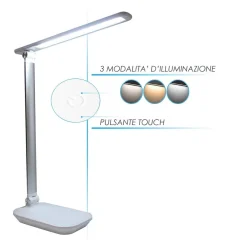 LAMPADA LED RICARICABILE DA TAVOLO SCRIVANIA TOUCH BRACCIO PIEGHEVOLE DT-2682