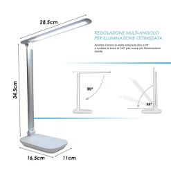 LAMPADA LED RICARICABILE DA TAVOLO SCRIVANIA TOUCH BRACCIO PIEGHEVOLE DT-2682