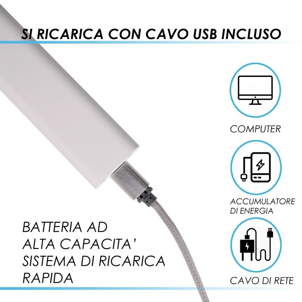 LAMPADA LED SCRIVANIA RICARICABILE USB DA TAVOLO TOUCH 3 MODALITA' LUCE XC-2685