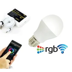 LAMPADA LED WIFI LUCE BIANCA RGB MULTICOLOR E27 TELECOMANDO RF MODULO SMARTPHONE