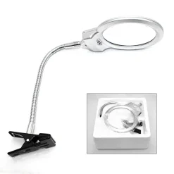 LAMPADA LENTE LED CLIP DA TAVOLO SCRIVANIA UFFICIO INGRANDIMENTO CON PINZA 2 LED