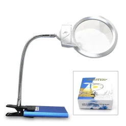 LAMPADA LENTE LED CLIP DA TAVOLO SCRIVANIA UFFICIO INGRANDIMENTO CON PINZA 2 LED