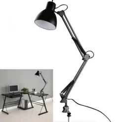 LAMPADA LUCE IN METALLO CON MORSETTO PER TAVOLO SCRIVANIA E27 40W PER ESTETISTA