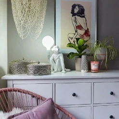 LAMPADA LUME DA SCRIVANIA E27 DECORATIVA A FORMA DI SCIMMIA BIANCA ABAT JOU D07