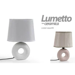 LAMPADA LUMETTO ABAT JOUR CERAMICA TAVOLO COMODINO E14 60W DESIGN 26X10CM 793820