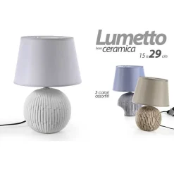LAMPADA LUMETTO ABAT JOUR TAVOLO COMODINO BASE CERAMICA CLASSICA 29X15CM 806179