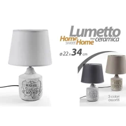 LAMPADA LUMETTO ABAT-JOUR 22X34CM DA TAVOLO BASE CERAMICA HOME SWEET 3COL 779138
