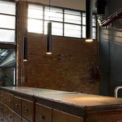 LAMPADA MODERNA SOSPENSIONE 120CM SLIM TONDO LED 5WATT LUCE 3000K CUCINA PUB BAR