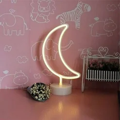 LAMPADA NOTTE LUCE BIANCO CALDO LED MEZZA LUNA TAVOLO NEON NOTTURNA DECORAZIONE