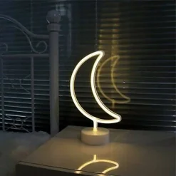 LAMPADA NOTTE LUCE BIANCO CALDO LED MEZZA LUNA TAVOLO NEON NOTTURNA DECORAZIONE