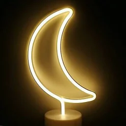 LAMPADA NOTTE LUCE BIANCO CALDO LED MEZZA LUNA TAVOLO NEON NOTTURNA DECORAZIONE