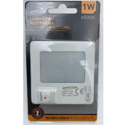 LAMPADA NOTTURNA A LED 1W LUCE FREDDA 6500K CON INTERRUTTORE PUNTO LUCE XYD103