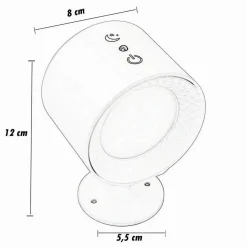 LAMPADA PARETE LED LUCE FRONTE RETRO RICARICA USB 3 COLORI LUCE ORIENTABILE BD01-3C