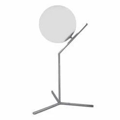 LAMPADA SCRIVANIA RAMO CON SFERA E27 ARGENTO LUCIDO LUCE TAVOLO MINIMAL LED 10236