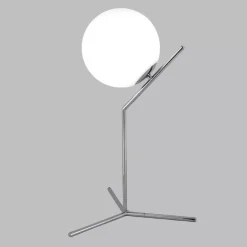 LAMPADA SCRIVANIA RAMO CON SFERA E27 ARGENTO LUCIDO LUCE TAVOLO MINIMAL LED 10236