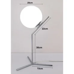LAMPADA SCRIVANIA RAMO CON SFERA E27 ARGENTO LUCIDO LUCE TAVOLO MINIMAL LED 10236