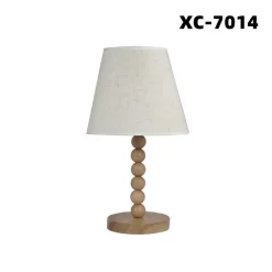 LAMPADA TAVOLO CON BASE IN LEGNO CON MOTIVO PARALUME BIANCO ATTACCO E27 XC-7014