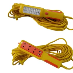 LAMPADA TORCIA 18 LED SMD LAVORO GANCIO 15MT CIABATTA CORRENTE 2 USB 220V