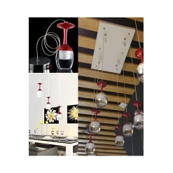 LAMPADARIO 6 PENDENTI LAMPADA CALICE ROSSO A SOFFITTO LUCE LED PENDENTE PORTALAMPADA