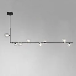 LAMPADARIO 8 SFERE G9 IN VETRO DA SOFFITTO IN METALLO NERO DESIGN MODERNO 71621