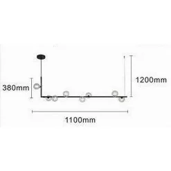 LAMPADARIO 8 SFERE G9 IN VETRO DA SOFFITTO IN METALLO NERO DESIGN MODERNO 71621