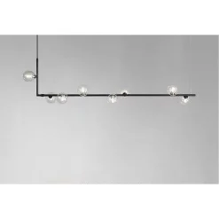 LAMPADARIO 8 SFERE G9 IN VETRO DA SOFFITTO IN METALLO NERO DESIGN MODERNO 71621