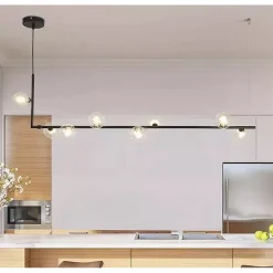LAMPADARIO 8 SFERE G9 IN VETRO DA SOFFITTO IN METALLO NERO DESIGN MODERNO 71621