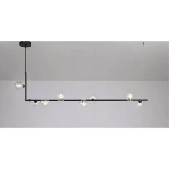 LAMPADARIO 8 SFERE G9 IN VETRO DA SOFFITTO IN METALLO NERO DESIGN MODERNO 71621