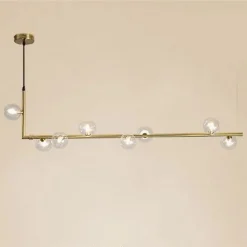 LAMPADARIO 8 SFERE G9 IN VETRO DA SOFFITTO IN METALLO ORO DESIGN MODERNO 71638