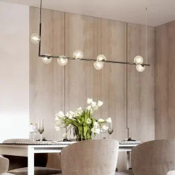 LAMPADARIO 8 SFERE G9 IN VETRO DA SOFFITTO IN METALLO ORO DESIGN MODERNO 71638