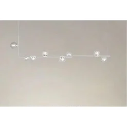 LAMPADARIO 8 SFERE G9 IN VETRO DA SOFFITTO IN METALLO BIANCO DESIGN MODERNO 71614