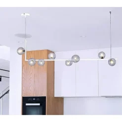 LAMPADARIO 8 SFERE G9 IN VETRO DA SOFFITTO IN METALLO BIANCO DESIGN MODERNO 71614