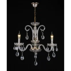 LAMPADARIO A 3 BRACCI CLASSICO A SOSPENSIONE LAMPADA IMPERO BAROCCO CRISTALLI 92471