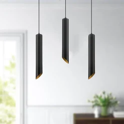 LAMPADARIO A CILINDRO ASIMMETRICO DA SOFFITTO NERO CON INTERNO ORO ATTACCO GU10 TS187