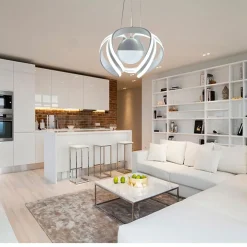 LAMPADARIO A LED 78 W CON SFERA CON BRILLANTINI GLITTER TECNOLOGIA CCT SWITCH B21-3C