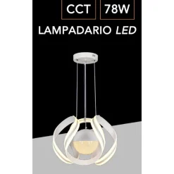 LAMPADARIO A LED 78 W CON SFERA CON BRILLANTINI GLITTER TECNOLOGIA CCT SWITCH B21-3C
