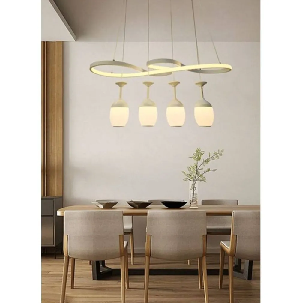 LAMPADARIO A LED CURVE BIANCO 4 PUNTI LUCE 68 WATT LUCE 3000K 4000K 6500K LP-24B