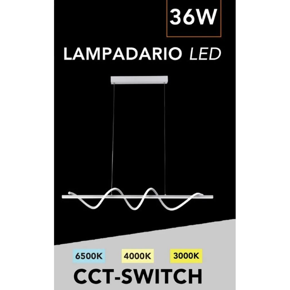 LAMPADARIO A LED 36W A SOSPENSIONE LAMPADA BIANCA TWIST TECNOLOGIA CCT SWITCH B65-B3C