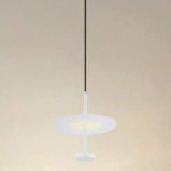 LAMPADARIO A SOSPENSIONE LUCE 4000K LED 12W DISCO PARALUME PIATTO BIANCO ROTONDO 33092