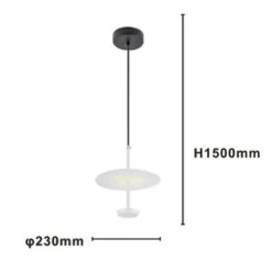LAMPADARIO A SOSPENSIONE LUCE 4000K LED 12W DISCO PARALUME PIATTO BIANCO ROTONDO 33092