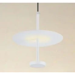 LAMPADARIO A SOSPENSIONE LUCE 4000K LED 12W DISCO PARALUME PIATTO BIANCO ROTONDO 33092