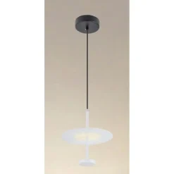 LAMPADARIO A SOSPENSIONE LUCE 4000K LED 12W DISCO PARALUME PIATTO BIANCO ROTONDO 33092