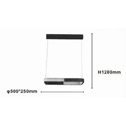 LAMPADARIO A SOSPENSIONE LED 28W RETTANGOLARE NERO CRISTALLO CON TELECOMANDO 32071