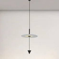 LAMPADARIO A SOSPENSIONE LAMPADA 12W LUCE LED 4000K DISCO BIANCO Ø23CM CONO NERO 32996