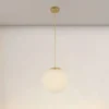 LAMPADARIO A SOSPENSIONE ORO CON SFERA VETRO BIANCO ATTACCO E27 MODERNO MINIMAL 33504