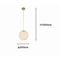 LAMPADARIO A SOSPENSIONE ORO CON SFERA VETRO BIANCO ATTACCO E27 MODERNO MINIMAL 33504
