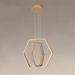 LAMPADARIO A SOSPENSIONE LED 48 W ESAGONALE EFFETTO CRISTALLO MODERNO ORO 31852