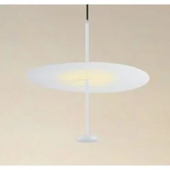 LAMPADARIO A SOSPENSIONE LUCE 4000K LED 18W DISCO PARALUME PIATTO BIANCO ROTONDO 33153